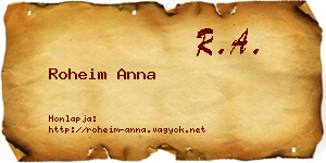Roheim Anna névjegykártya