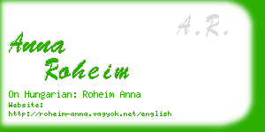 anna roheim business card